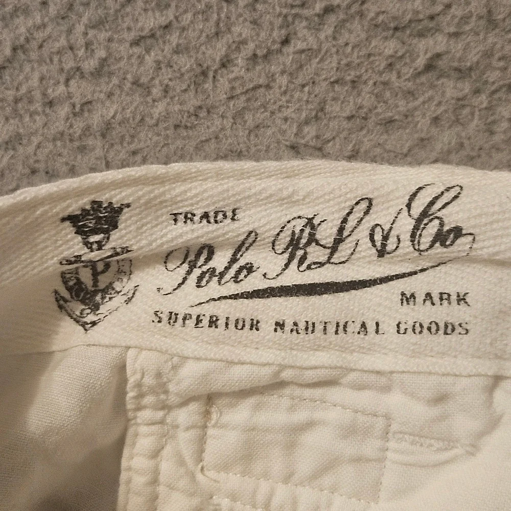 Polo Ralph Lauren Mens White Classic Fit Linen Cotton Blend Shorts Size 36 x 8